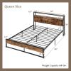 imageGiantex Queen Bed Frame with LED Lights Headboard and 4 Storage Drawers Metal Platform Bed with Outlets and USB Ports Charging Station Smart LED Bed Frame Easy Assembly No Box Spring NeededQueen