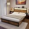 imageGiantex Queen Bed Frame with LED Lights Headboard and 4 Storage Drawers Metal Platform Bed with Outlets and USB Ports Charging Station Smart LED Bed Frame Easy Assembly No Box Spring NeededQueen