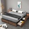 imageGiantex Queen Bed Frame with LED Lights Headboard and 4 Storage Drawers Metal Platform Bed with Outlets and USB Ports Charging Station Smart LED Bed Frame Easy Assembly No Box Spring NeededFull