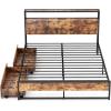 imageGiantex Queen Bed Frame with LED Lights Headboard and 4 Storage Drawers Metal Platform Bed with Outlets and USB Ports Charging Station Smart LED Bed Frame Easy Assembly No Box Spring NeededQueen
