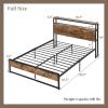 imageGiantex Queen Bed Frame with LED Lights Headboard and 4 Storage Drawers Metal Platform Bed with Outlets and USB Ports Charging Station Smart LED Bed Frame Easy Assembly No Box Spring NeededFull