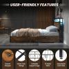 imageGiantex Queen Bed Frame with LED Lights Headboard and 4 Storage Drawers Metal Platform Bed with Outlets and USB Ports Charging Station Smart LED Bed Frame Easy Assembly No Box Spring NeededFull
