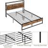 imageGiantex Queen Bed Frame with LED Lights Headboard and 4 Storage Drawers Metal Platform Bed with Outlets and USB Ports Charging Station Smart LED Bed Frame Easy Assembly No Box Spring NeededFull