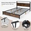 imageGiantex Queen Bed Frame with LED Lights Headboard and 4 Storage Drawers Metal Platform Bed with Outlets and USB Ports Charging Station Smart LED Bed Frame Easy Assembly No Box Spring NeededQueen