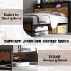 imageGiantex Queen Bed Frame with LED Lights Headboard and 4 Storage Drawers Metal Platform Bed with Outlets and USB Ports Charging Station Smart LED Bed Frame Easy Assembly No Box Spring NeededFull