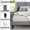 imageGiantex Queen Bed Frame with Wingback Headboard Modern Upholstered Platform Bed with 2 Side Storage Pockets and Wooden Slats No Box Spring Needed Bed Frame Queen Size Grey Queen GT10704HUGrey