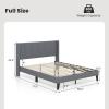 imageGiantex Queen Bed Frame with Wingback Headboard Modern Upholstered Platform Bed with 2 Side Storage Pockets and Wooden Slats No Box Spring Needed Bed Frame Queen Size Grey Queen GT10704HUGrey