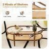 imageGiantex Rattan Coffee Table 2Tier Oval Wood Tea Table with Tempered Glass Tabletop ampamp PE Rattan Storage Shelf 40quot Boho Cocktail Tables Mid Century Modern Center Table for Living Room Office BlackBrown