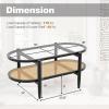 imageGiantex Rattan Coffee Table 2Tier Oval Wood Tea Table with Tempered Glass Tabletop ampamp PE Rattan Storage Shelf 40quot Boho Cocktail Tables Mid Century Modern Center Table for Living Room Office BlackBlack