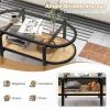 imageGiantex Rattan Coffee Table 2Tier Oval Wood Tea Table with Tempered Glass Tabletop ampamp PE Rattan Storage Shelf 40quot Boho Cocktail Tables Mid Century Modern Center Table for Living Room Office BlackBlack