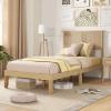 imageGiantex Rattan Twin Bed Frames with Rattan Headboard Boho Solid Wood Platform Bed with Wooden Slats 12 Inch Twin Bed Frame with Storage Underneath for Kids Adults No Box Spring Needed Natural