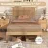 imageGiantex Rattan Twin Bed Frames with Rattan Headboard Boho Solid Wood Platform Bed with Wooden Slats 12 Inch Twin Bed Frame with Storage Underneath for Kids Adults No Box Spring Needed Natural