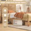 imageGiantex Rattan Twin Bed Frames with Rattan Headboard Boho Solid Wood Platform Bed with Wooden Slats 12 Inch Twin Bed Frame with Storage Underneath for Kids Adults No Box Spring Needed Natural