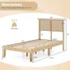 imageGiantex Rattan Twin Bed Frames with Rattan Headboard Boho Solid Wood Platform Bed with Wooden Slats 12 Inch Twin Bed Frame with Storage Underneath for Kids Adults No Box Spring Needed Natural