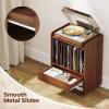 imageGiantex Record Player Stand Rolling Turntable Stand with Drawer Hook ampamp Lockable Wheels Vinyl Record Display Shelf Holds Up to 180 Albums for Living Room Bedroom BrownWalnut