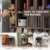 imageGiantex Record Player Stand Turntable Stand with Charging Station MidCentury Modern Nightstand with 4 Storage Compartments Vinyl Record Cabinet for Living Room Bedroom Rustic BrownGrey Oak