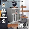 imageGiantex Record Player Stand White Turntable Stand Holds up to 150 Albums MidCentury Vinyl Storage Cabinet Table with Metal Legs Record Player Holder End Table for Bedroom Living RoomWhite