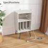 imageGiantex Record Player Stand White Turntable Stand Holds up to 150 Albums MidCentury Vinyl Storage Cabinet Table with Metal Legs Record Player Holder End Table for Bedroom Living RoomWhite