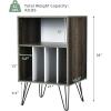 imageGiantex Record Player Stand White Turntable Stand Holds up to 150 Albums MidCentury Vinyl Storage Cabinet Table with Metal Legs Record Player Holder End Table for Bedroom Living RoomGrey