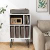 imageGiantex Record Player Stand White Turntable Stand Holds up to 150 Albums MidCentury Vinyl Storage Cabinet Table with Metal Legs Record Player Holder End Table for Bedroom Living RoomWhite