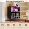 imageGiantex Record Player Stand with Charging Station Turntable Stand with Storage Cabinet Record Player Shelf with Metal Legs Vinyl Record Storage up to 150 Albums for Living Room Bedroom BlackBlack