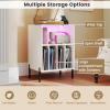 imageGiantex Record Player Stand with Charging Station Turntable Stand with Storage Cabinet Record Player Shelf with Metal Legs Vinyl Record Storage up to 150 Albums for Living Room Bedroom BlackWhite
