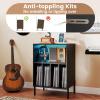 imageGiantex Record Player Stand with Charging Station Turntable Stand with Storage Cabinet Record Player Shelf with Metal Legs Vinyl Record Storage up to 150 Albums for Living Room Bedroom BlackBlack