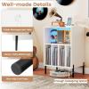 imageGiantex Record Player Stand with Charging Station Turntable Stand with Storage Cabinet Record Player Shelf with Metal Legs Vinyl Record Storage up to 150 Albums for Living Room Bedroom BlackWhite