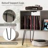 imageGiantex Record Player Stand with Charging Station Turntable Stand with Vinyl Divider ampamp Display Shelf Midcentury Modern End Table Holds Up to 150 Albums Vinyl Record Storage Cabinet for Living RoomGrey