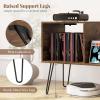 imageGiantex Record Player Stand with Charging Station Turntable Stand with Vinyl Divider ampamp Display Shelf Midcentury Modern End Table Holds Up to 150 Albums Vinyl Record Storage Cabinet for Living RoomRustic Brown