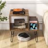 imageGiantex Record Player Stand with Charging Station Turntable Stand with Vinyl Divider ampamp Display Shelf Midcentury Modern End Table Holds Up to 150 Albums Vinyl Record Storage Cabinet for Living RoomRustic Brown