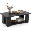 imageGiantex Rectangle Wood Center Table 41quot L 2Tier Large Modern Tea Table wOpen Compartment Easy Assembly Accent Coffee Table for Living Room Reception Room BlackBlack