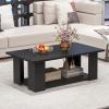 imageGiantex Rectangle Wood Center Table 41quot L 2Tier Large Modern Tea Table wOpen Compartment Easy Assembly Accent Coffee Table for Living Room Reception Room BlackBlack