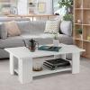 imageGiantex Rectangle Wood Center Table 41quot L 2Tier Large Modern Tea Table wOpen Compartment Easy Assembly Accent Coffee Table for Living Room Reception Room BlackWhite
