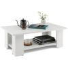 imageGiantex Rectangle Wood Center Table 41quot L 2Tier Large Modern Tea Table wOpen Compartment Easy Assembly Accent Coffee Table for Living Room Reception Room BlackWhite