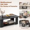 imageGiantex Rectangle Wood Center Table 41quot L 2Tier Large Modern Tea Table wOpen Compartment Easy Assembly Accent Coffee Table for Living Room Reception Room BlackBlack