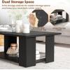 imageGiantex Rectangle Wood Center Table 41quot L 2Tier Large Modern Tea Table wOpen Compartment Easy Assembly Accent Coffee Table for Living Room Reception Room BlackBlack