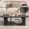 imageGiantex Rectangle Wood Center Table 41quot L 2Tier Large Modern Tea Table wOpen Compartment Easy Assembly Accent Coffee Table for Living Room Reception Room BlackBlack