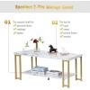 imageGiantex Rectangular Coffee Table 2Tier Center Table WFaux Marble Tabletop Morden Accent Table WGold Print Metal Frame ampamp Hollow Metal Legs Suitable for Living Room Bedroom