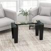 imageGiantex Rectangular Glass Coffee Table Modern Tempered Glass Top Accent Table with Transparent Tabletop ampamp Rubber Wood Frame Center Table for Living Room ampamp Office 395 x 195 x 18