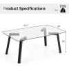 imageGiantex Rectangular Tempered Glass Coffee Table  Glasstop Tea Table wMetal Legs Modern Home Accent Table Sofa Side Table Easy Assembly Versatile Center Table for Living Room Home Office