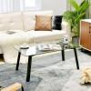imageGiantex Rectangular Tempered Glass Coffee Table  Glasstop Tea Table wMetal Legs Modern Home Accent Table Sofa Side Table Easy Assembly Versatile Center Table for Living Room Home Office