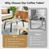 imageGiantex Rectangular Tempered Glass Coffee Table  Glasstop Tea Table wMetal Legs Modern Home Accent Table Sofa Side Table Easy Assembly Versatile Center Table for Living Room Home Office