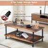 imageGiantex Retro Coffee Table WThick Tabletop Industrial Steel Pipe Legs ampamp 2Tier Storage Shelf Accent Table for Living Room Reception Room Easy Assembly Center Table Rustic BrownRustic Brown