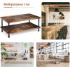 imageGiantex Retro Coffee Table WThick Tabletop Industrial Steel Pipe Legs ampamp 2Tier Storage Shelf Accent Table for Living Room Reception Room Easy Assembly Center Table Rustic BrownRustic Brown