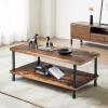 imageGiantex Retro Coffee Table WThick Tabletop Industrial Steel Pipe Legs ampamp 2Tier Storage Shelf Accent Table for Living Room Reception Room Easy Assembly Center Table Rustic BrownRustic Brown