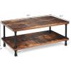 imageGiantex Retro Coffee Table WThick Tabletop Industrial Steel Pipe Legs ampamp 2Tier Storage Shelf Accent Table for Living Room Reception Room Easy Assembly Center Table Rustic BrownRustic Brown