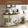 imageGiantex Retro Console Table with Drawers 52quot Long Narrow Sofa Table wOpen Shelf HalfMoon Entryway Table with Storage Solid Wood Legs Vintage Entry Table for Living Room Hallway Beige