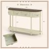 imageGiantex Retro Console Table with Drawers 52quot Long Narrow Sofa Table wOpen Shelf HalfMoon Entryway Table with Storage Solid Wood Legs Vintage Entry Table for Living Room Hallway Beige