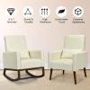 imageGiantex Rocking Chair Fabric High Back Armchair with Waist PillowWooden Tapered ampamp Rocking Dual Legs Multifunctional Upholstered Accent Chair for Nursery Living Room Bedroom Rocker1 BeigeBeige